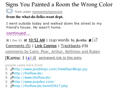 Metadata overload on a weblog post