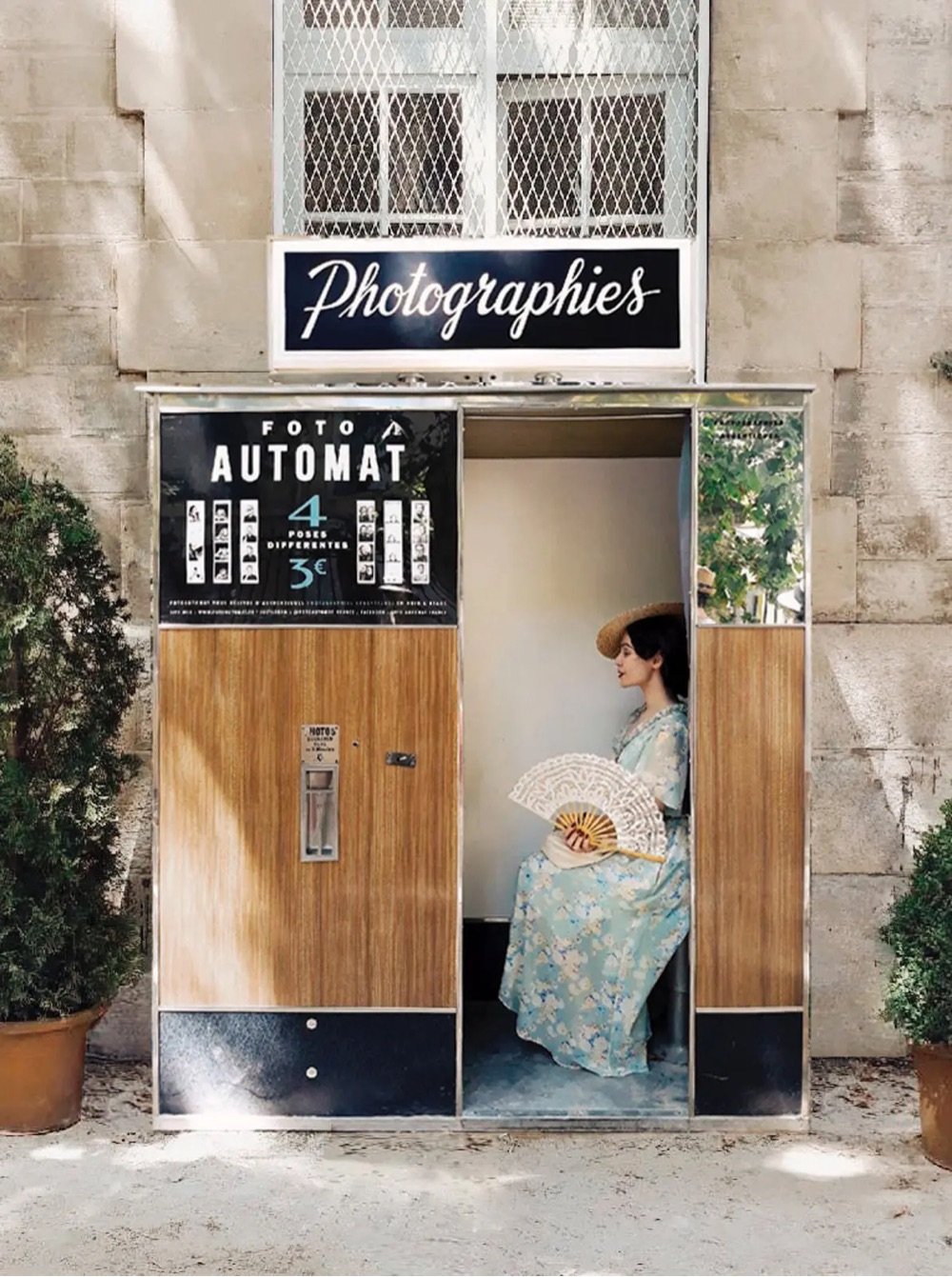 a vintage analog photo booth