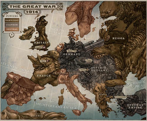 1914 map of europe. Caricature map of Europe, 1914