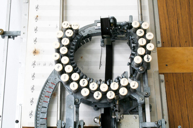 No it's not a typewriter that plays music The Keaton Music Typewriter was