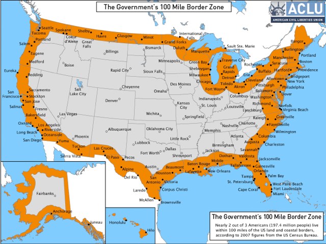 The US border is 100 miles wide