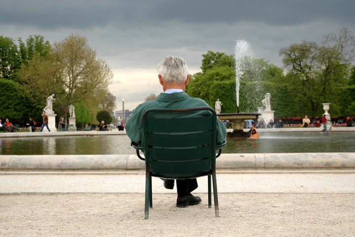 Reading by the fountain