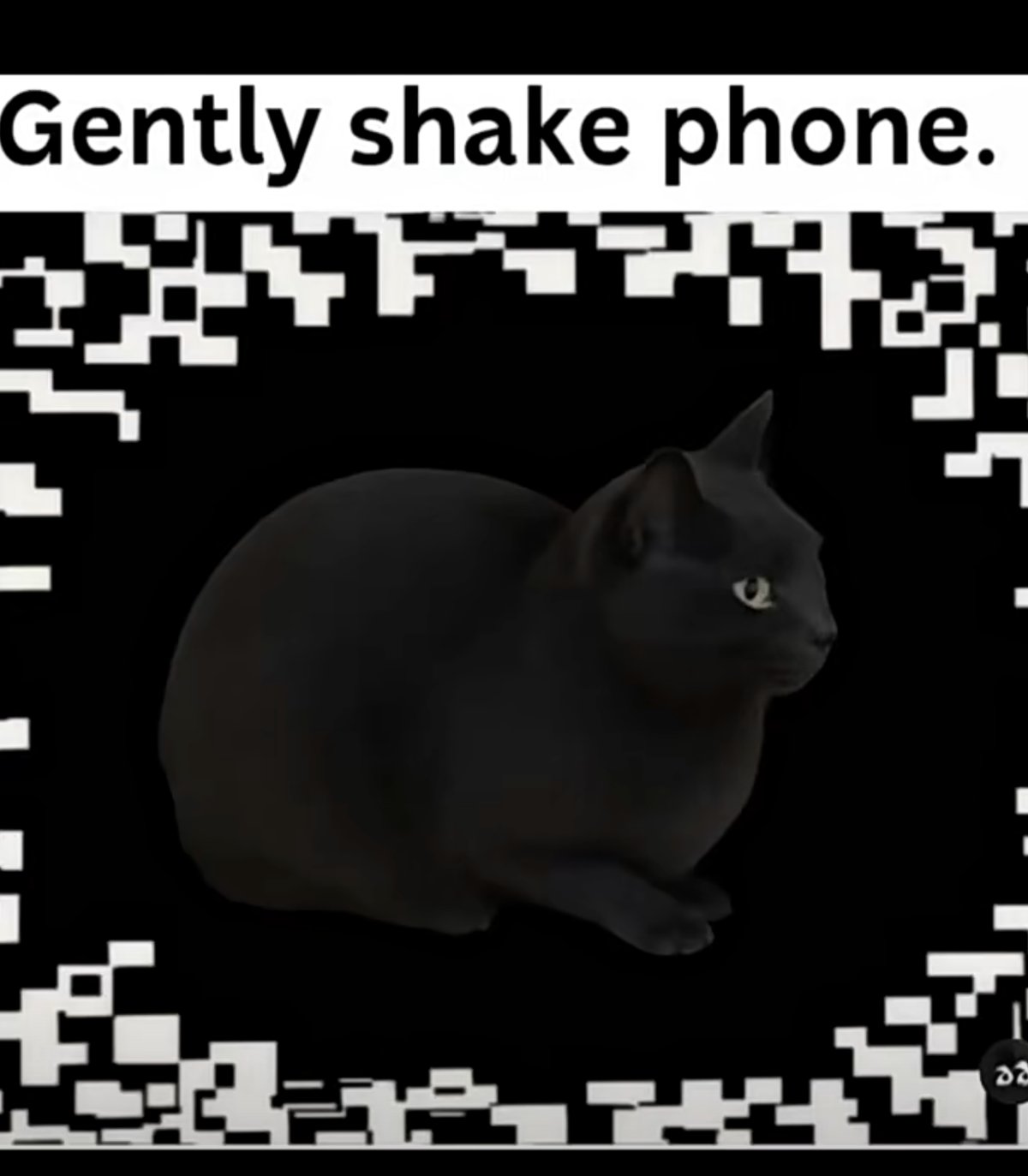 optical illusion of a black cat that jiggles when you shake your phone