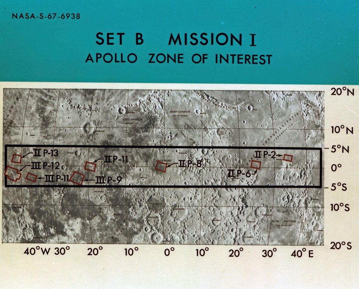 a map of landing zones fro the Apollo 11 mission