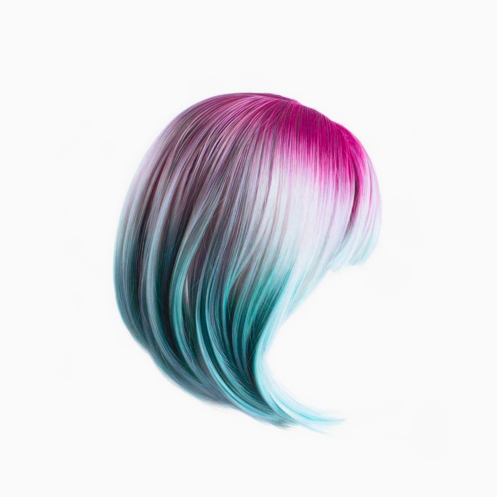 drawing of a colorful wig