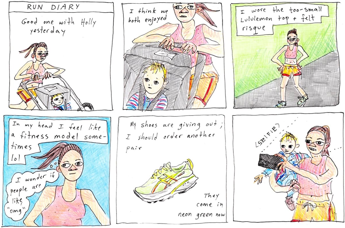 a six panel comic of a woman's run diary