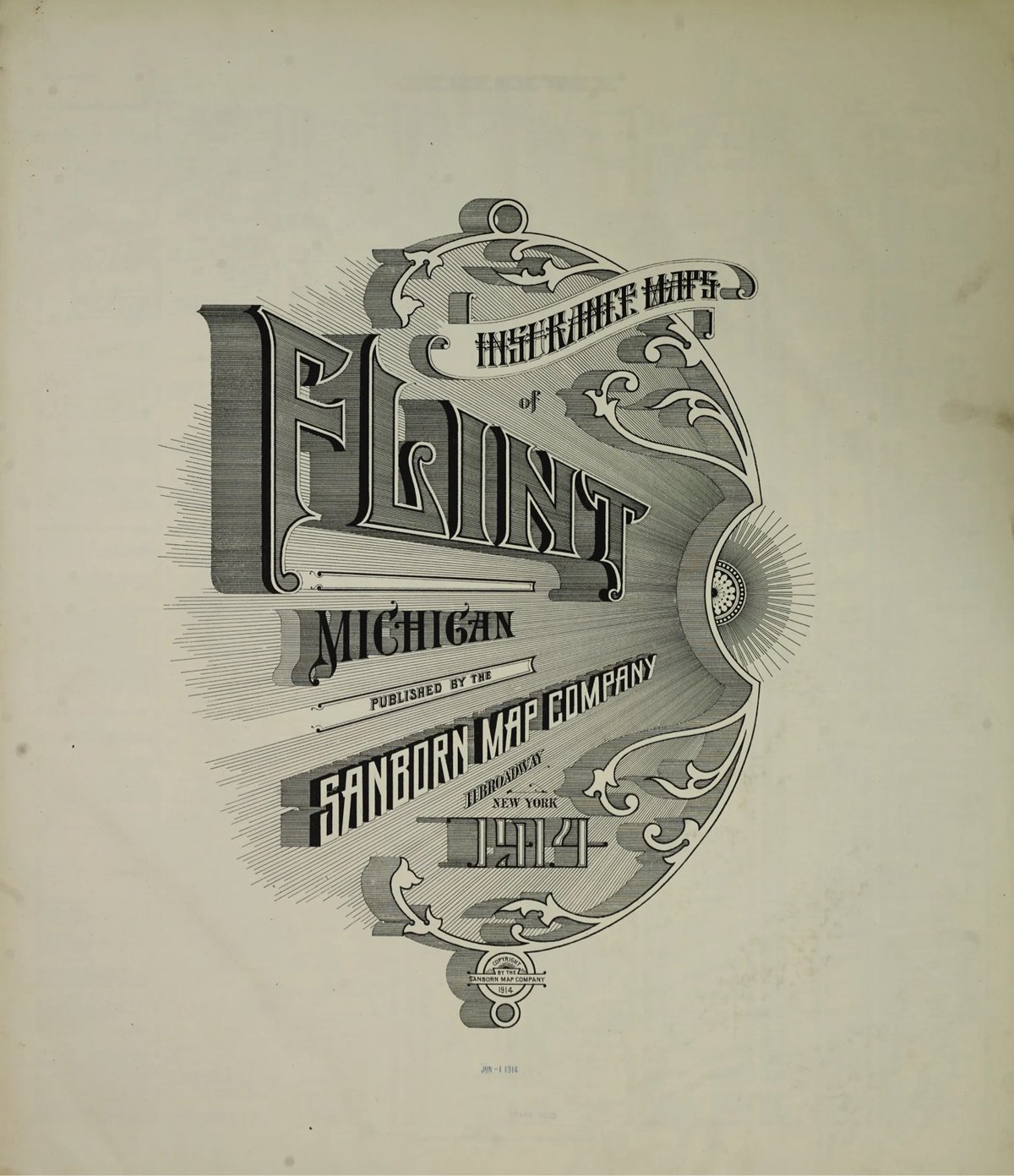 a very ornate cover for the Flint fire insurance map