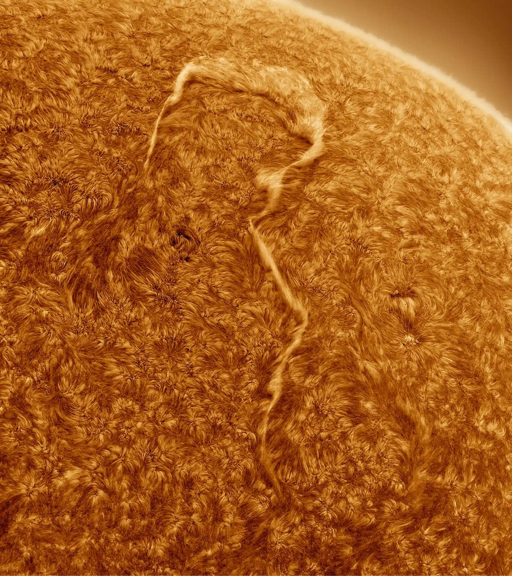 what looks like a question mark on the surface of the sun