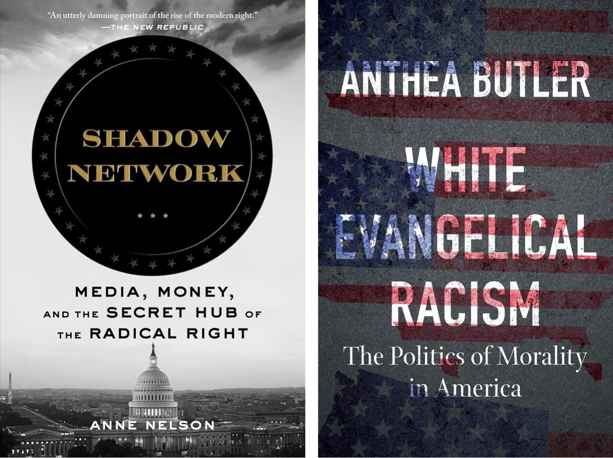 book covers for Shadow Network and White Evangelical Racism