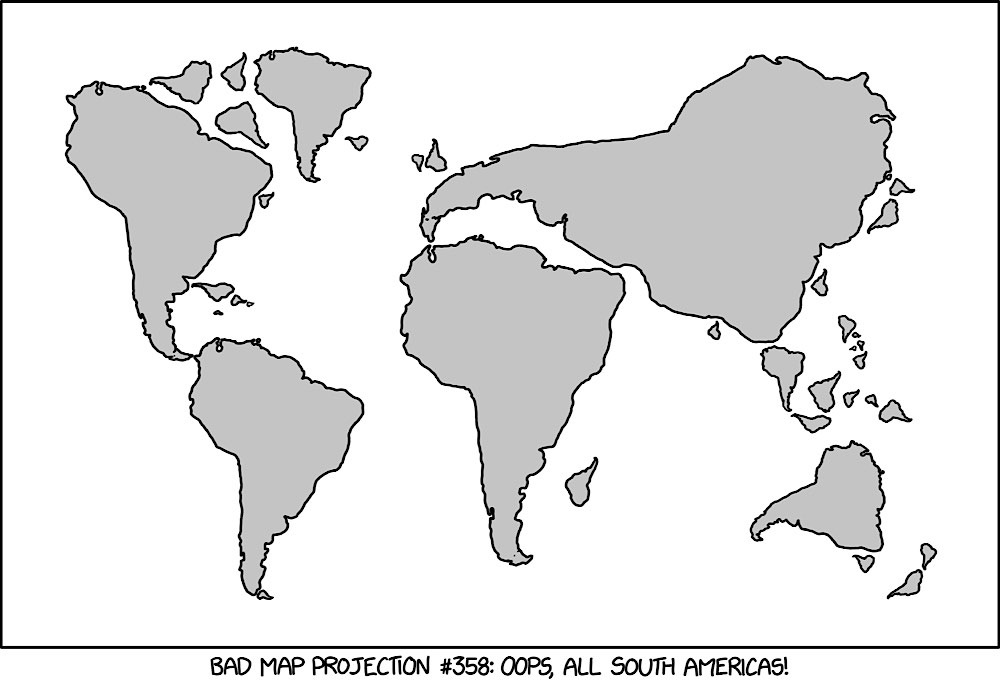 World Map Projection with all South Americas