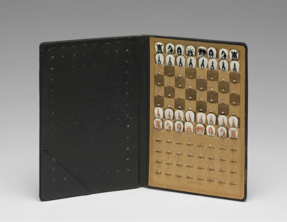 a portable chess set designed by Marcel Duchamp