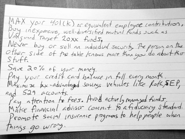 Finance Advice Index Card