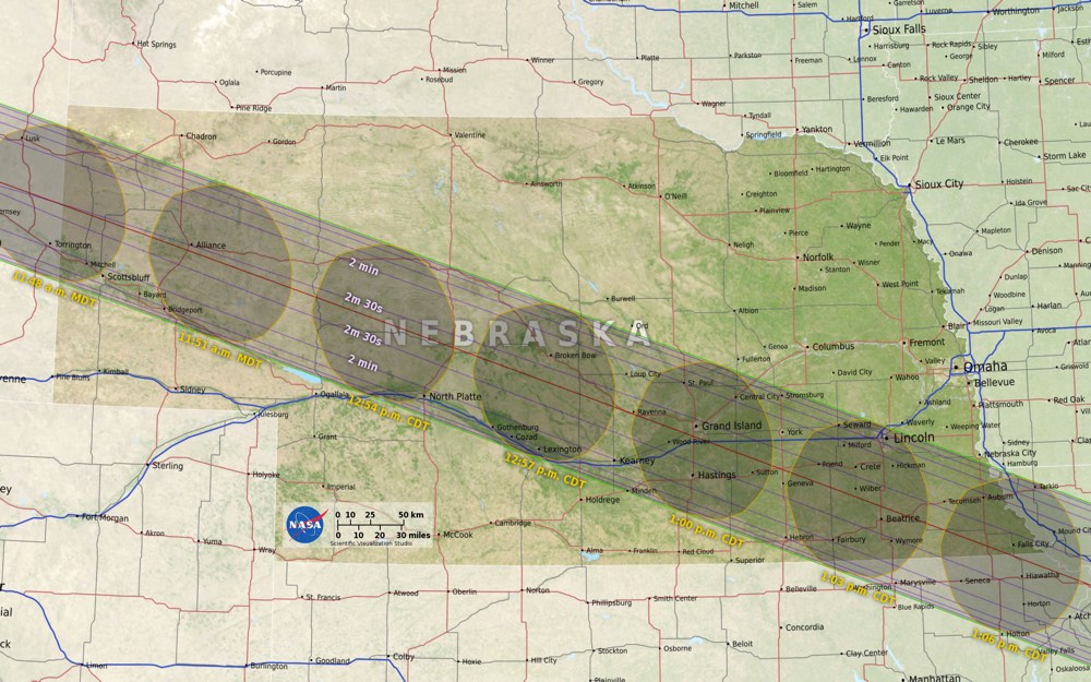 Nebraska Eclipse Map