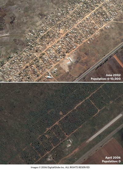 Satellite photos of Porta Farm in Zimbabwe