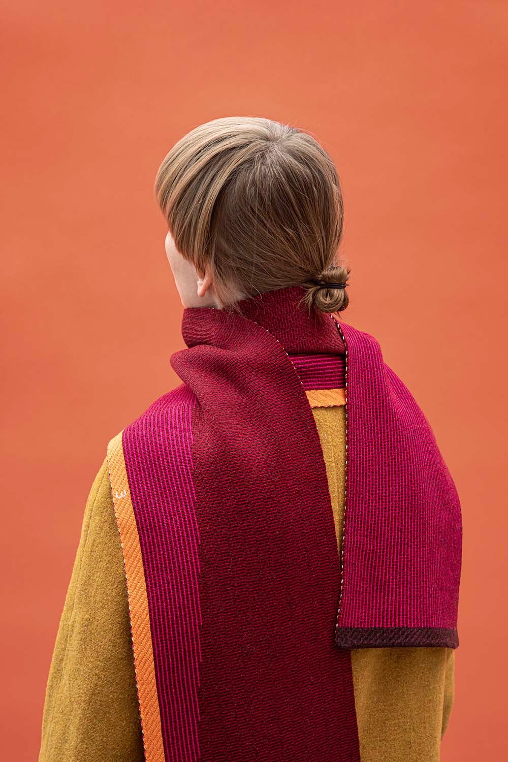 a scarf with a pattern of global temperature trends on it
