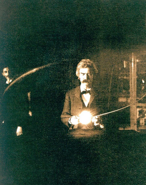 Twain in Tesla's lab